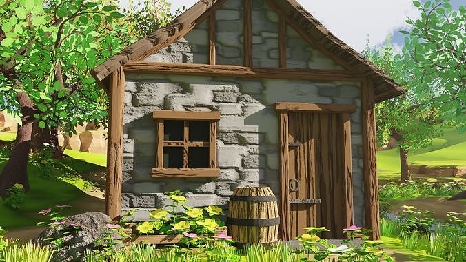 Medieval House In Forest 3D model 5