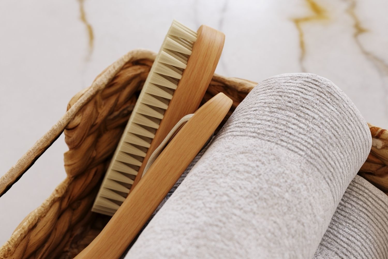 Set of bath accessories in a basket 3D model_5