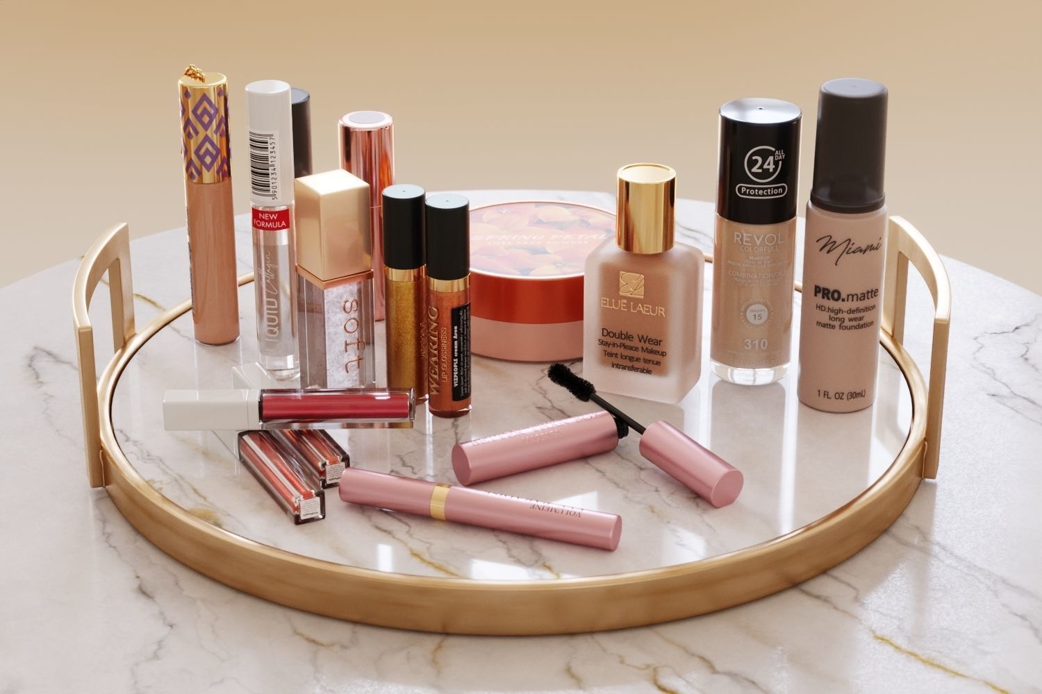 Set of makeup and skincare products 3D model_1