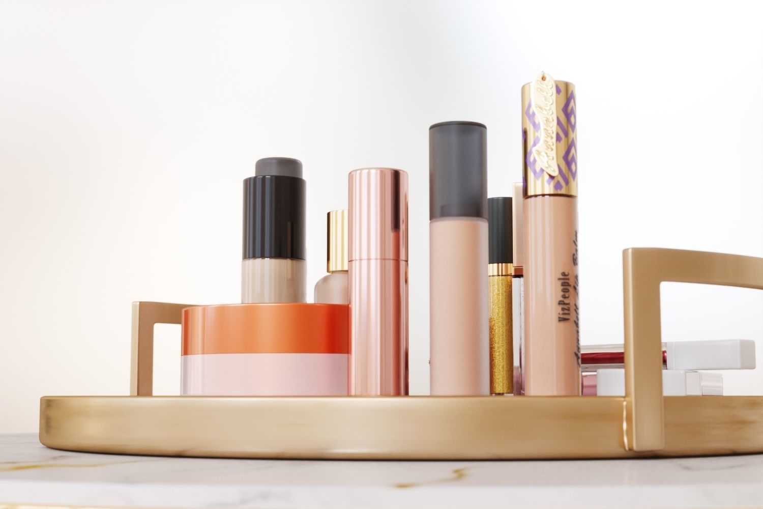 Set of makeup and skincare products 3D model_4