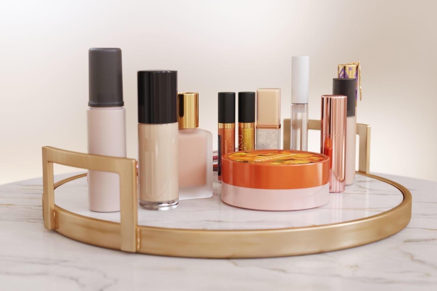 Set of makeup and skincare products 3D model_2