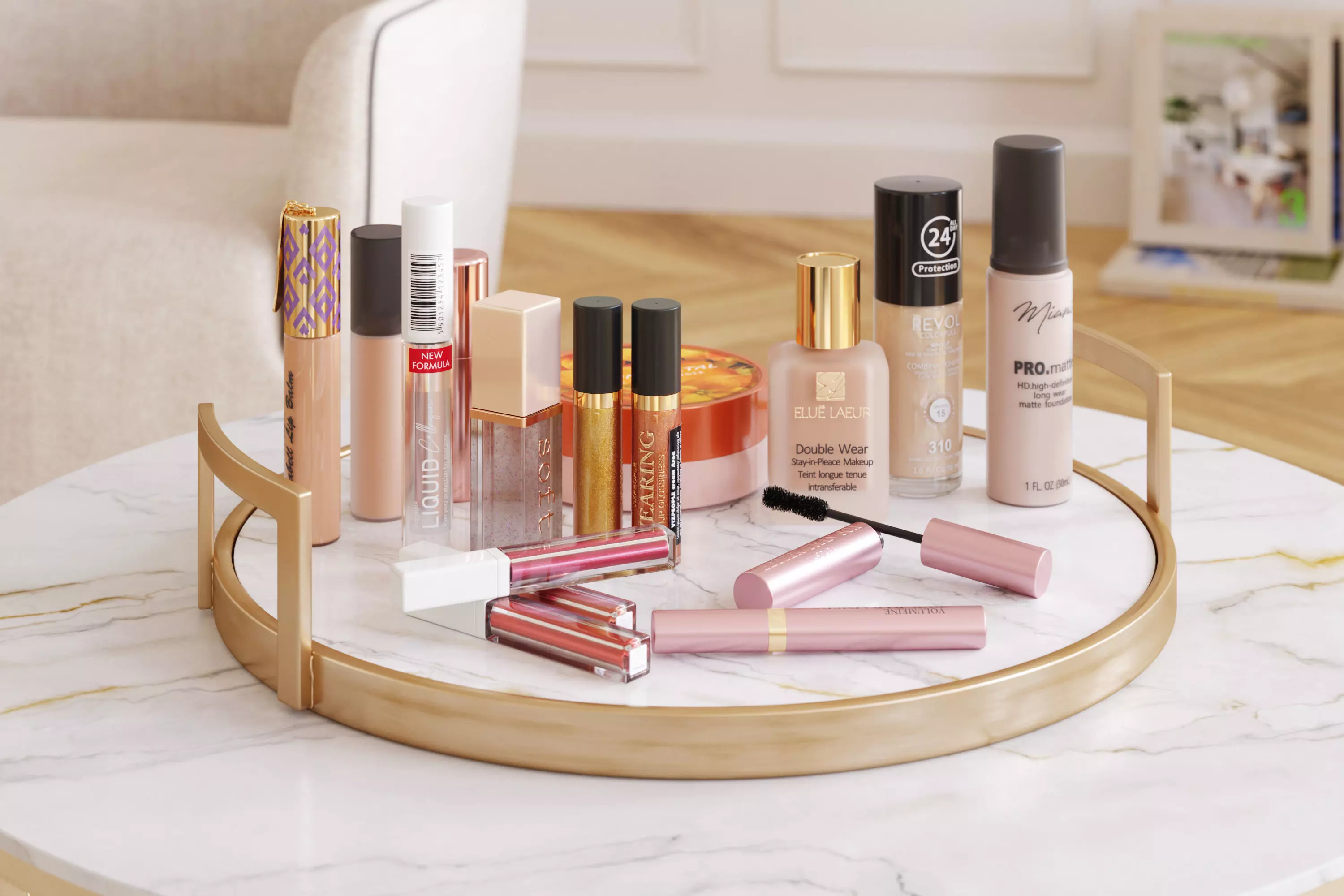 Set of makeup and skincare products 3D model_0