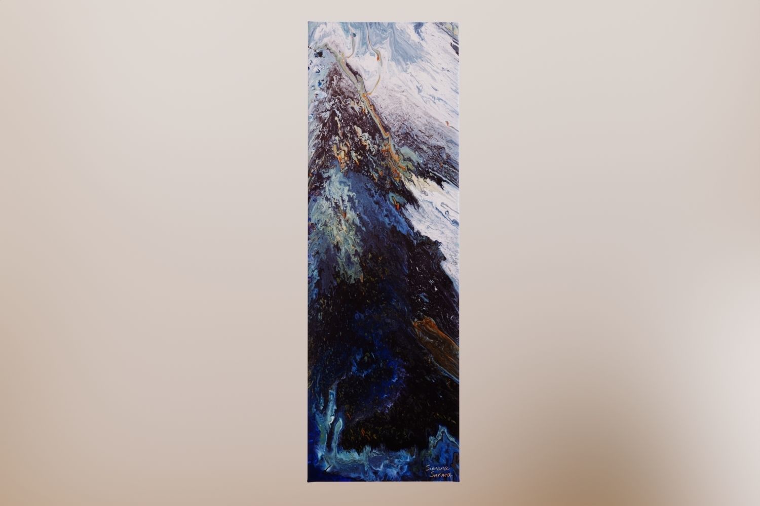 Abstract tall painting on wooden frame 3D model_2