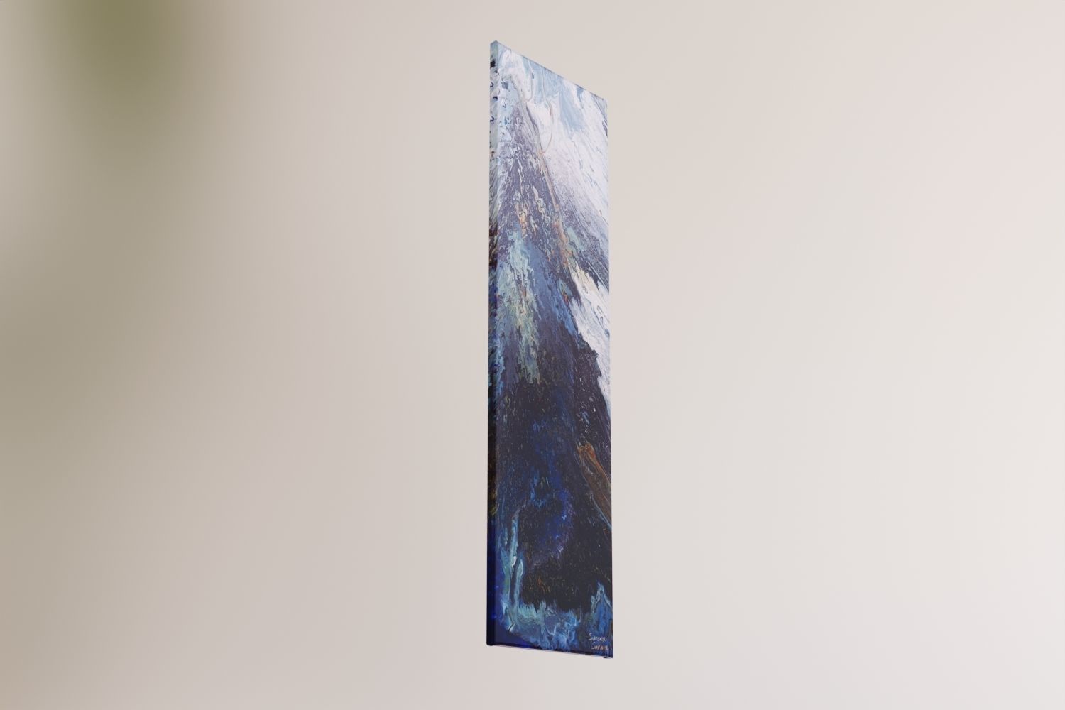Abstract tall painting on wooden frame 3D model_1