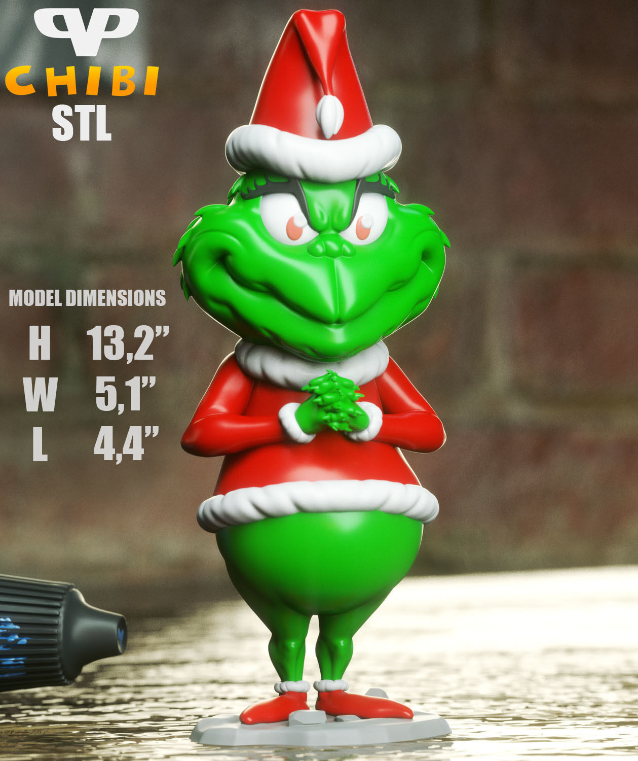 Grinch and Dog Max Chibi STL for 3D Printing ChibiSTL 3DXM 3D print model_5