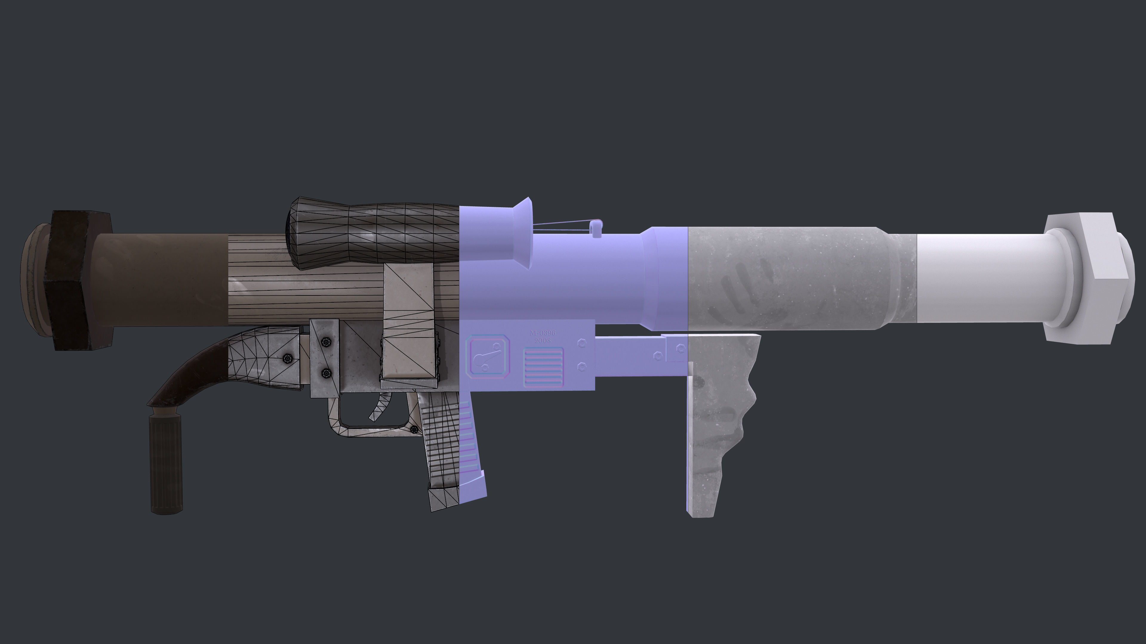 Rocket Launcher Game Ready 4 Low-poly 3D model_7