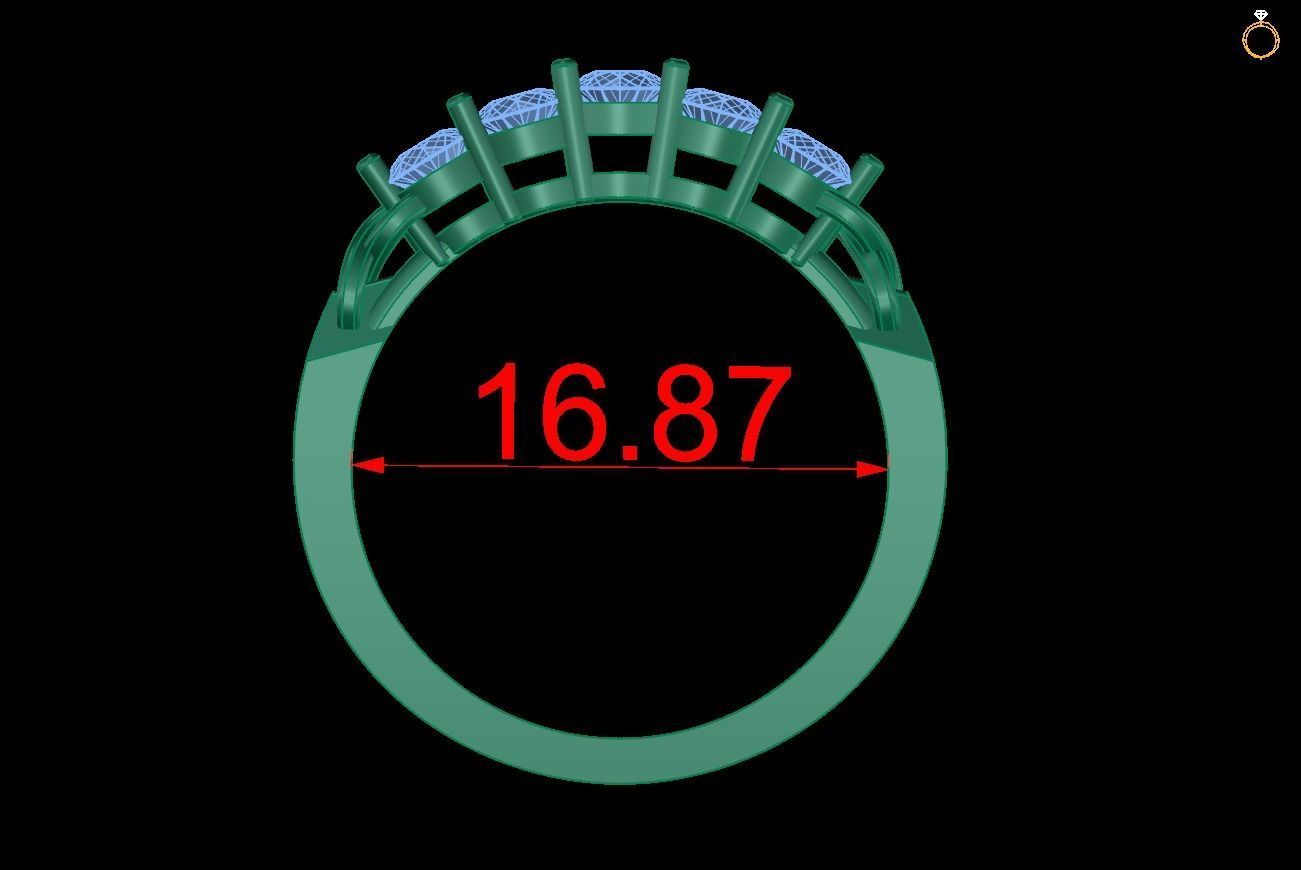 Ring 2 gold engagement with diamonds 3D print model_1
