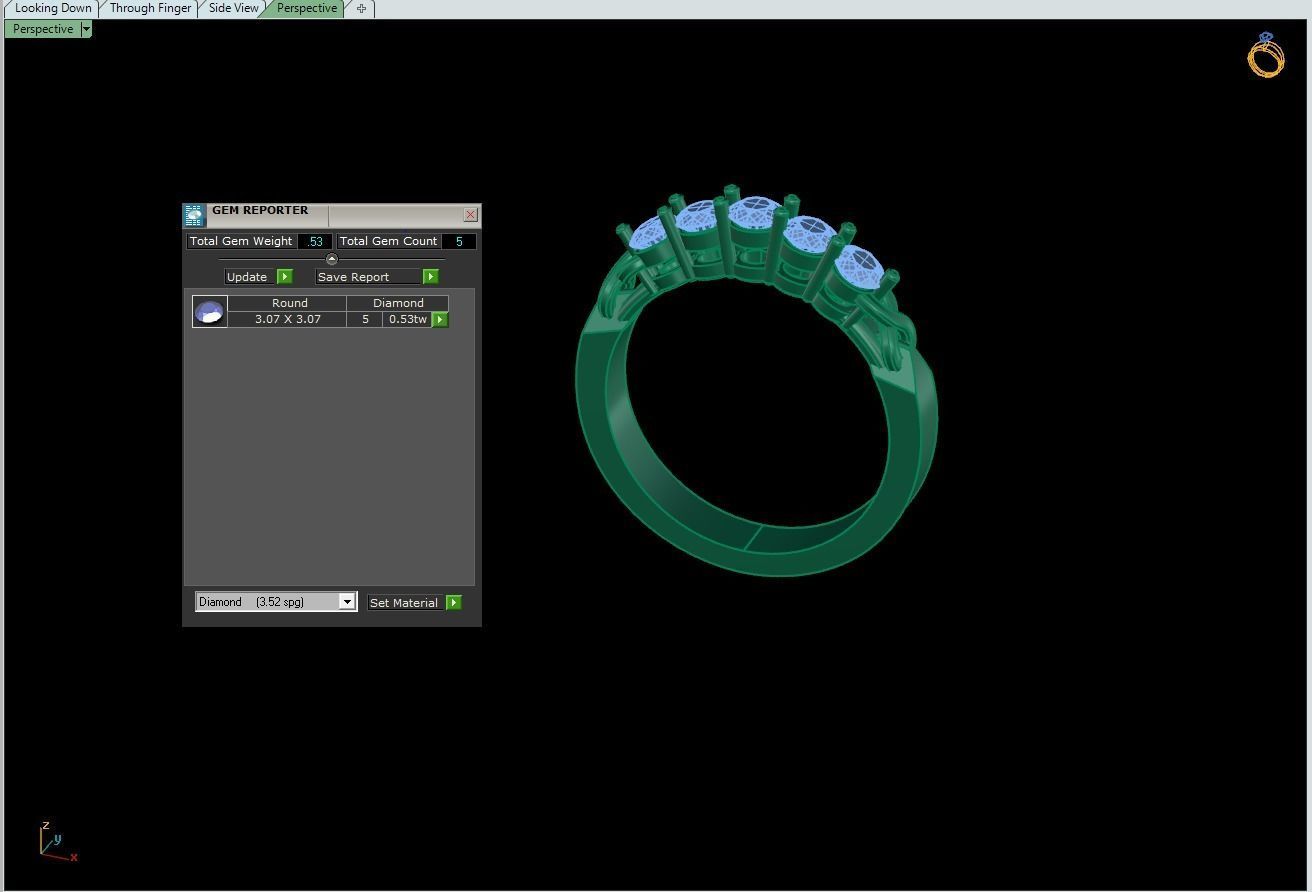 Ring 2 gold engagement with diamonds 3D print model_3