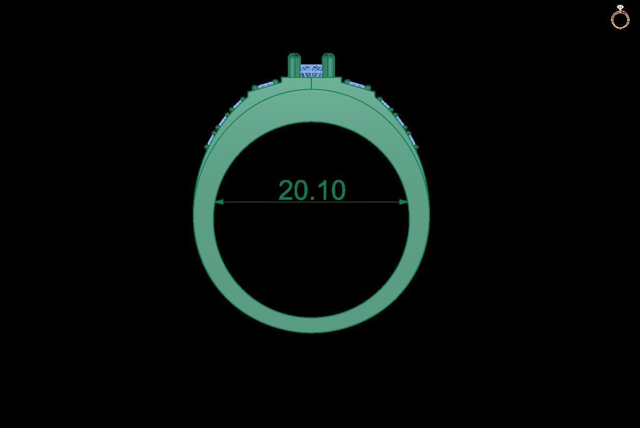 Rings 3 engagement ring with stones 3D print model_1