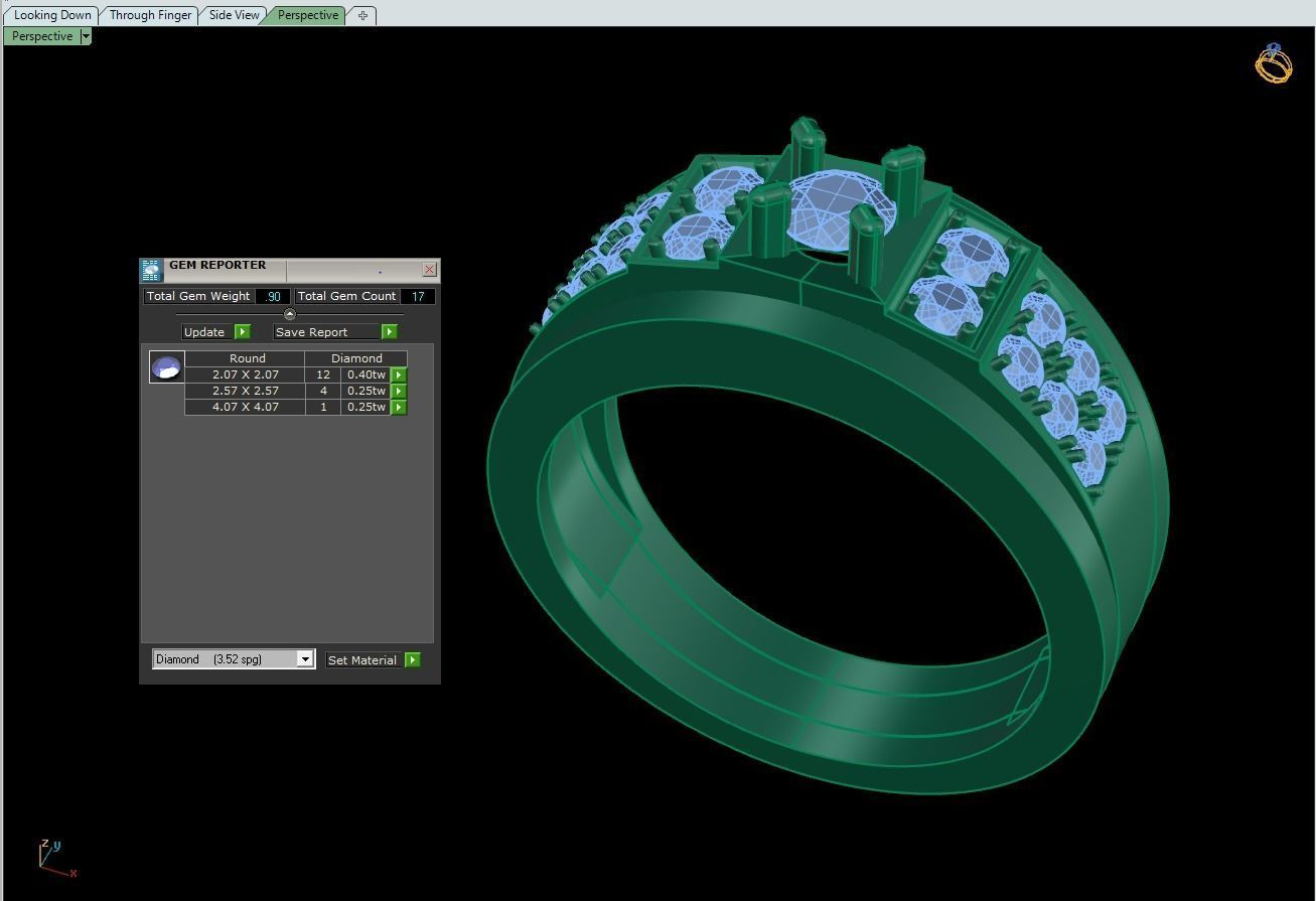 Rings 3 engagement ring with stones 3D print model_2
