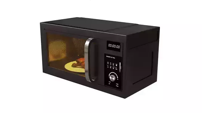 Microwave oven with food in it