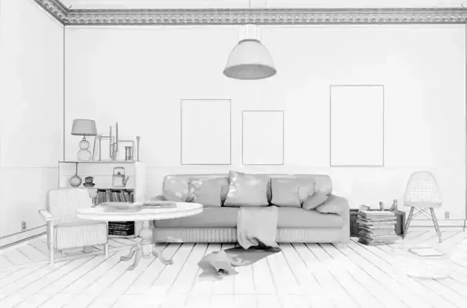 Scandinavian Style Living Room 3D model