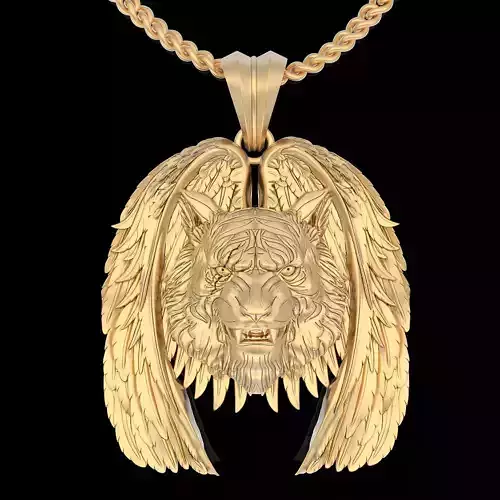 Tiger wings pendant  gold  silver printable jewelry 3D model