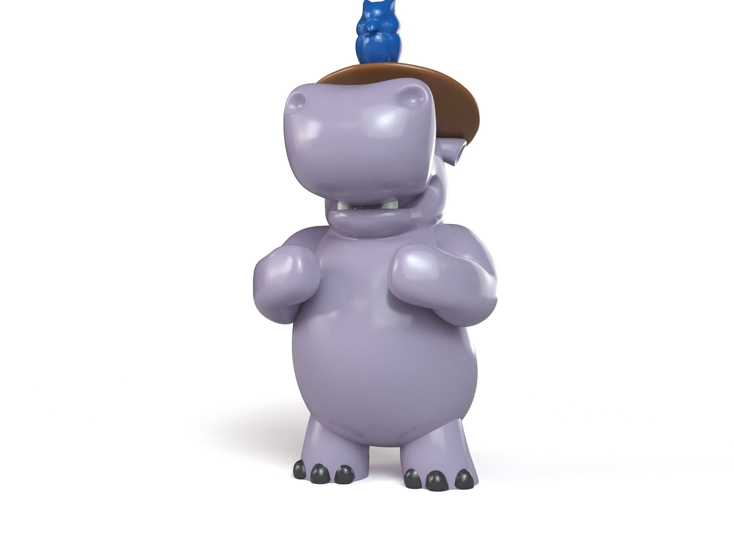 cartoon hippopotamus 3D print model_2