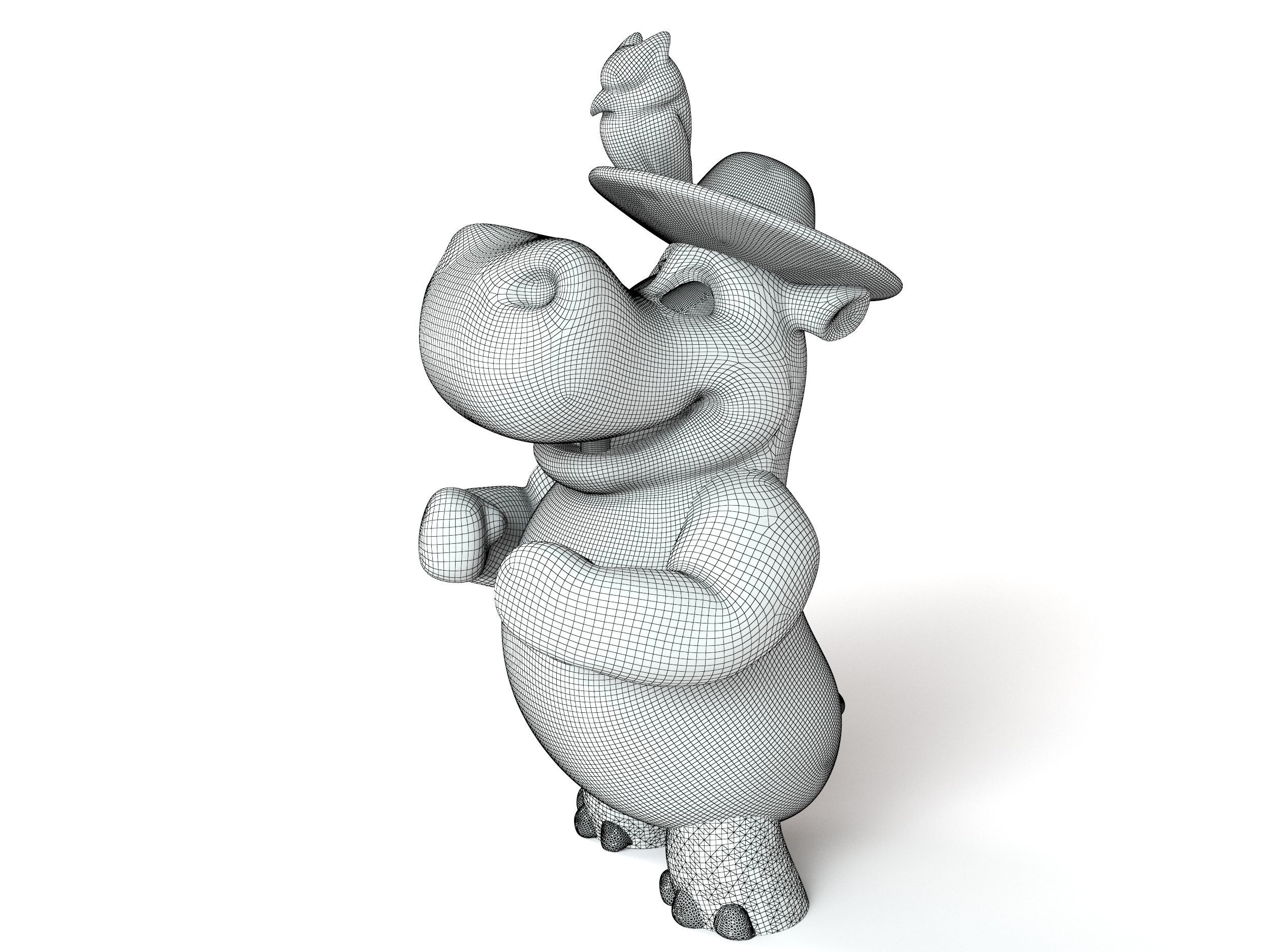 cartoon hippopotamus 3D print model_1