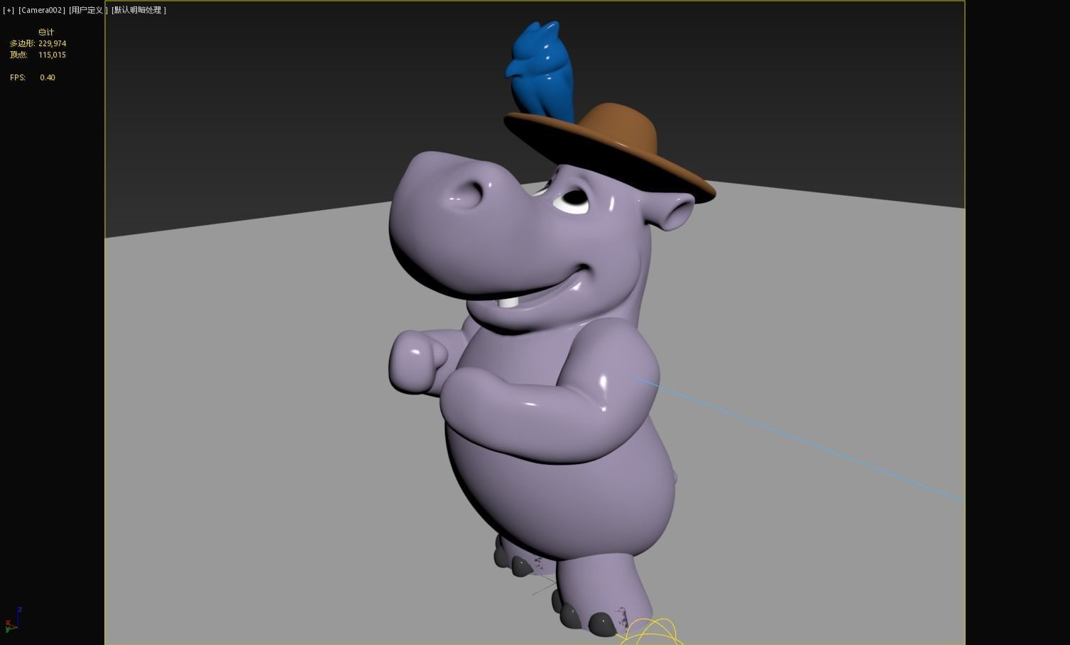 cartoon hippopotamus 3D print model_5