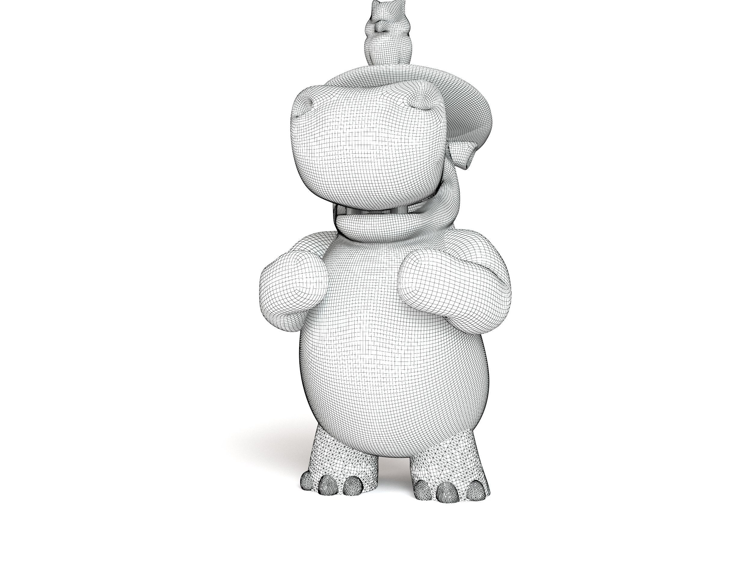 cartoon hippopotamus 3D print model_3