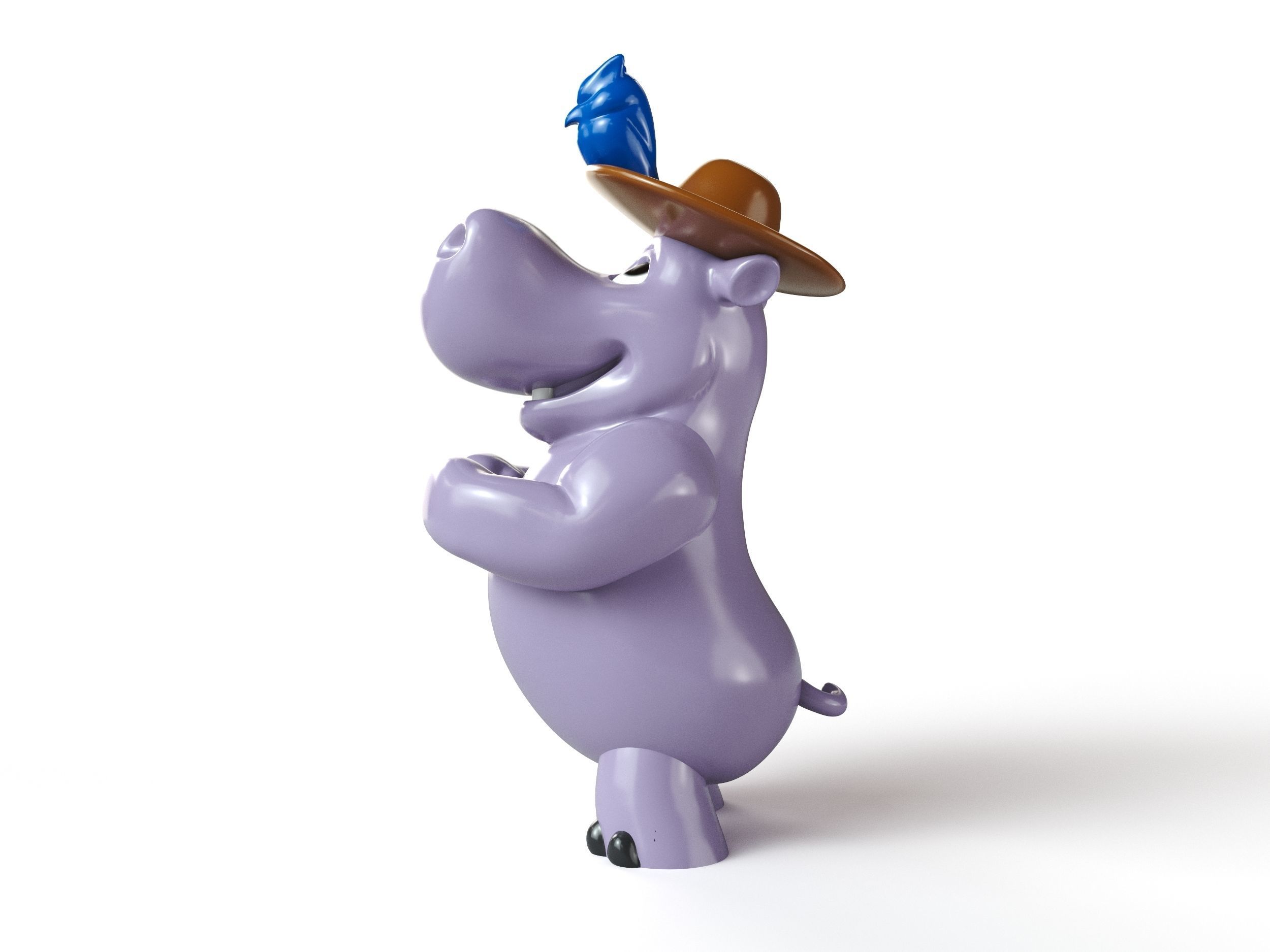 cartoon hippopotamus 3D print model_4
