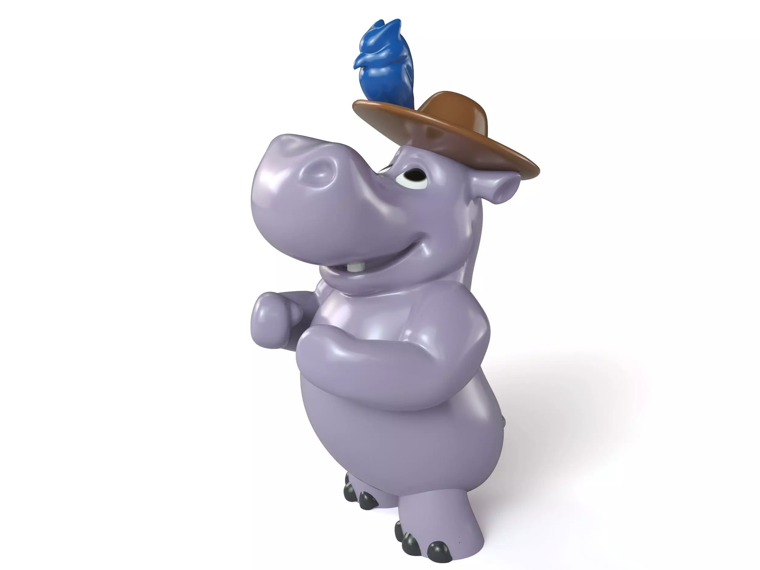 cartoon hippopotamus 3D print model_0