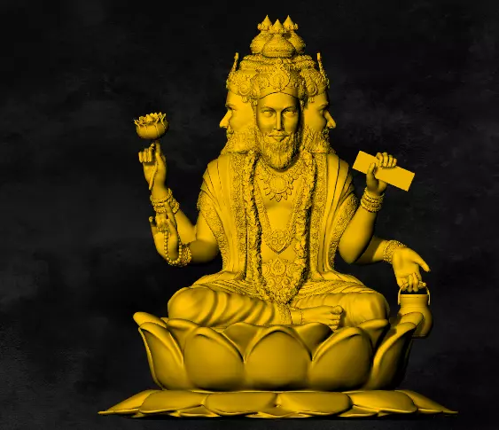 brahma murthy god locket 3D print model_0
