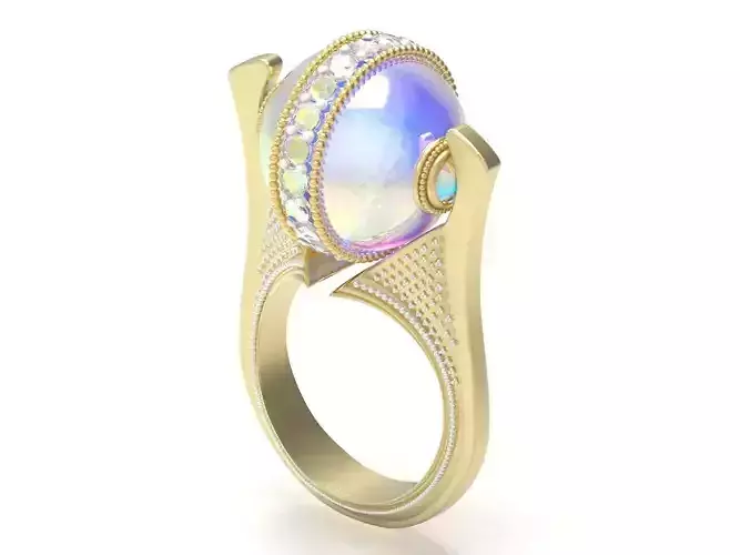 Jewelry opal and diamond ring