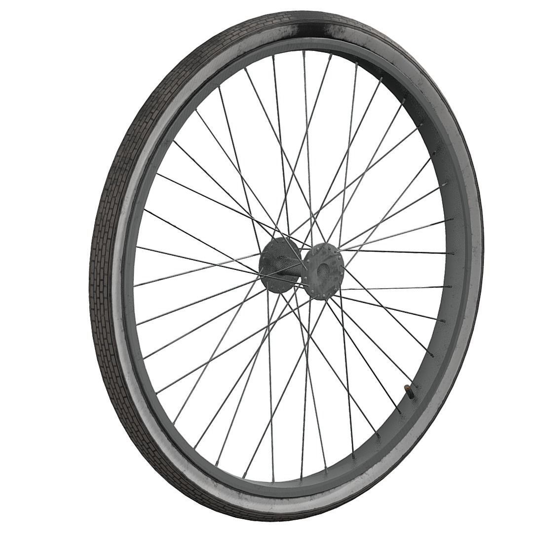 Old Bicycle Wheel 3D model_1