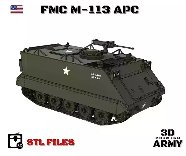 Armored vehicle M113 APC  - STL files- vietnam war era  3D print model