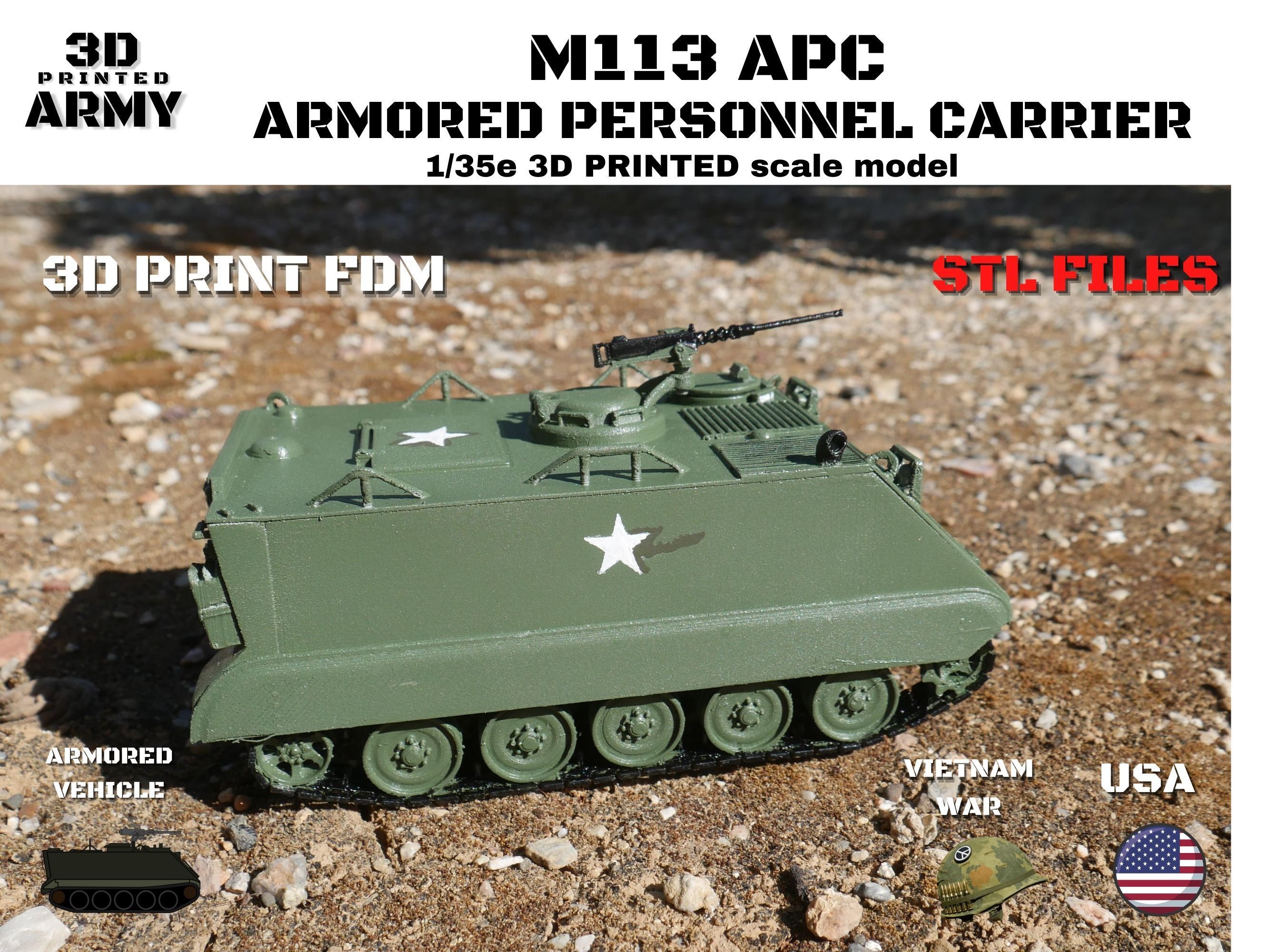 Armored vehicle M113 APC  - STL files- vietnam war era  3D print model_12