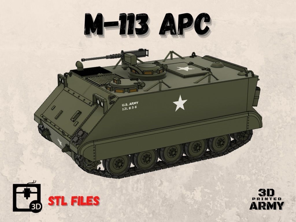 Armored vehicle M113 APC  - STL files- vietnam war era  3D print model_4