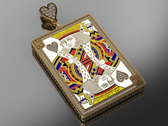 king heart pendant 3D print model_18