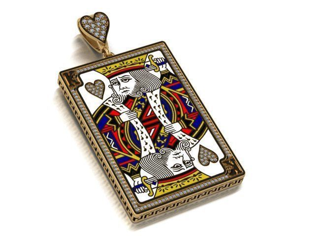 king heart pendant 3D print model_5