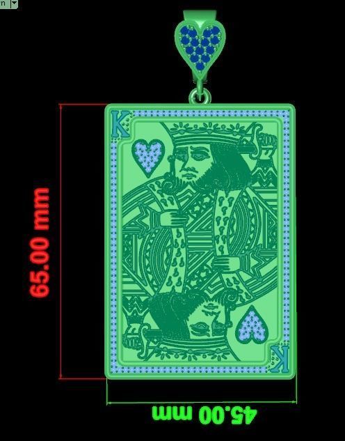 king heart pendant 3D print model_11