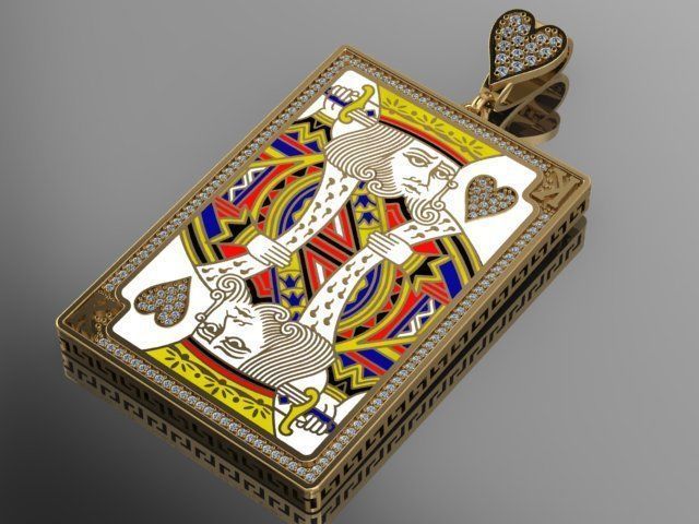 king heart pendant 3D print model_19