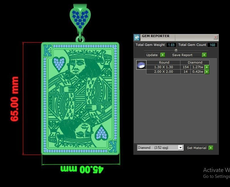 king heart pendant 3D print model_1