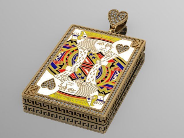 king heart pendant 3D print model_17