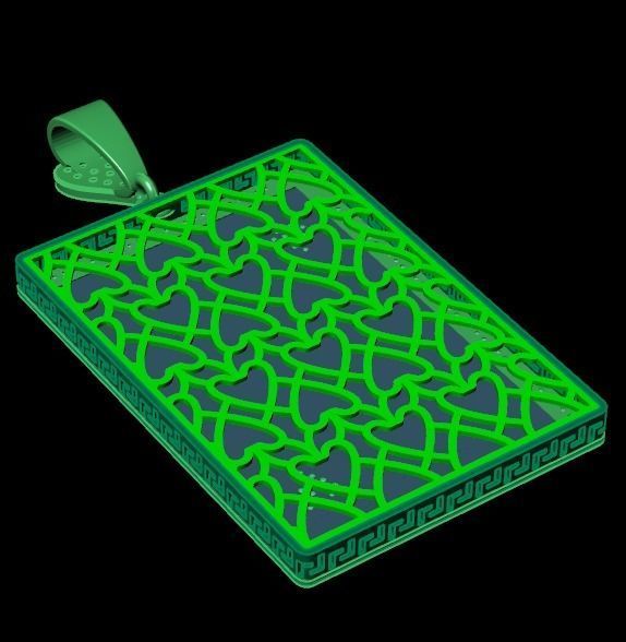 king heart pendant 3D print model_10