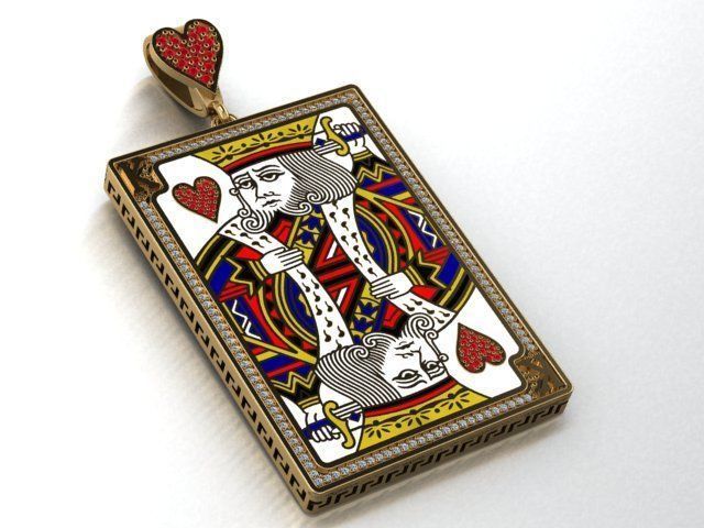 king heart pendant 3D print model_9