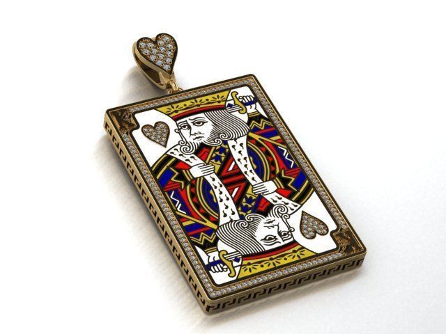 king heart pendant 3D print model_7