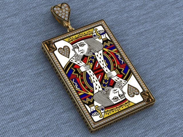 king heart pendant 3D print model_13