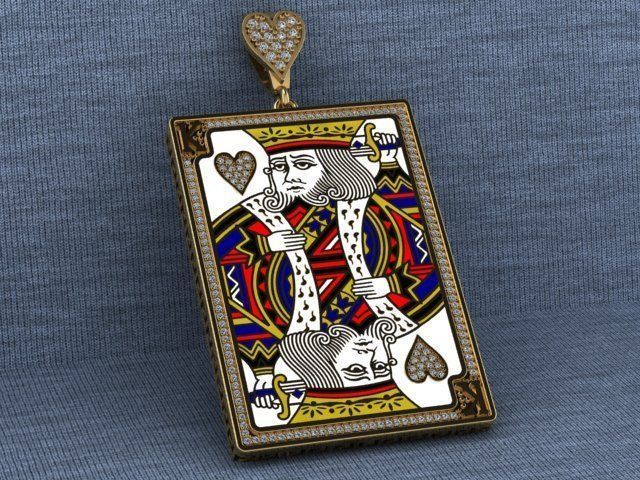 king heart pendant 3D print model_3