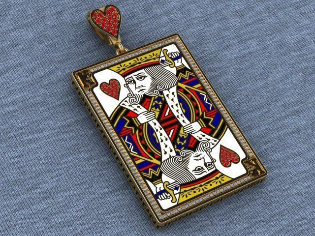 king heart pendant 3D print model_12