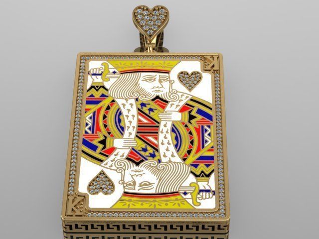 king heart pendant 3D print model_20