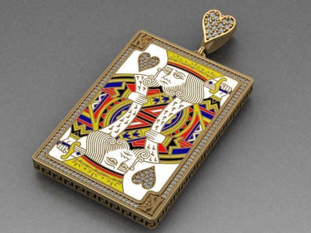 king heart pendant 3D print model_15