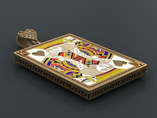 king heart pendant 3D print model_16