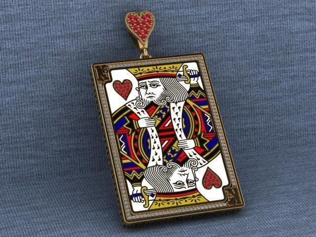 king heart pendant 3D print model_4