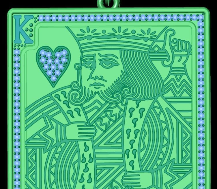 king heart pendant 3D print model_2