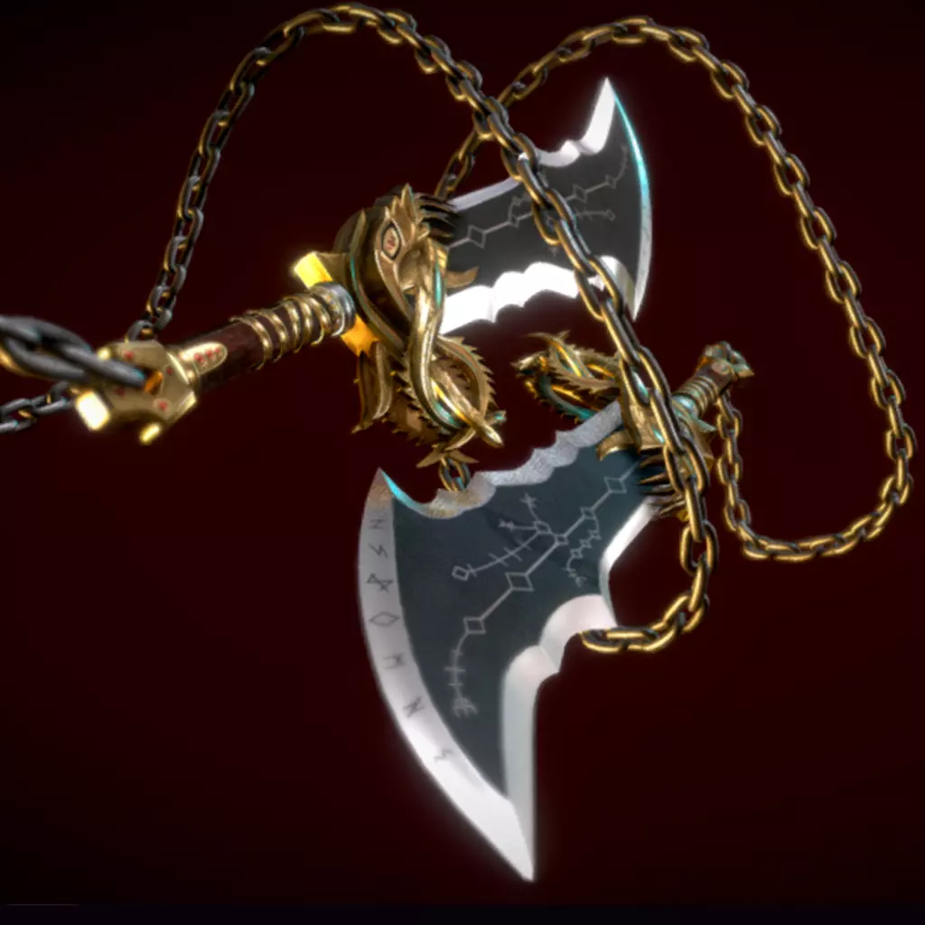 Chaos blades Low-poly 3D model_0