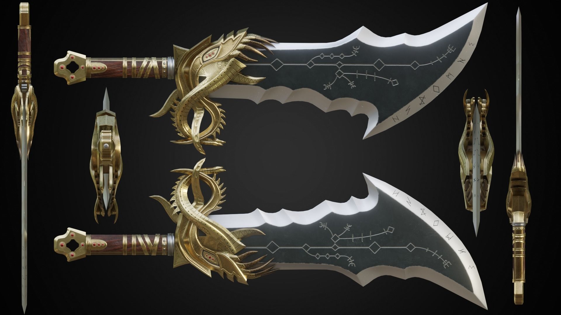 Chaos blades Low-poly 3D model_5