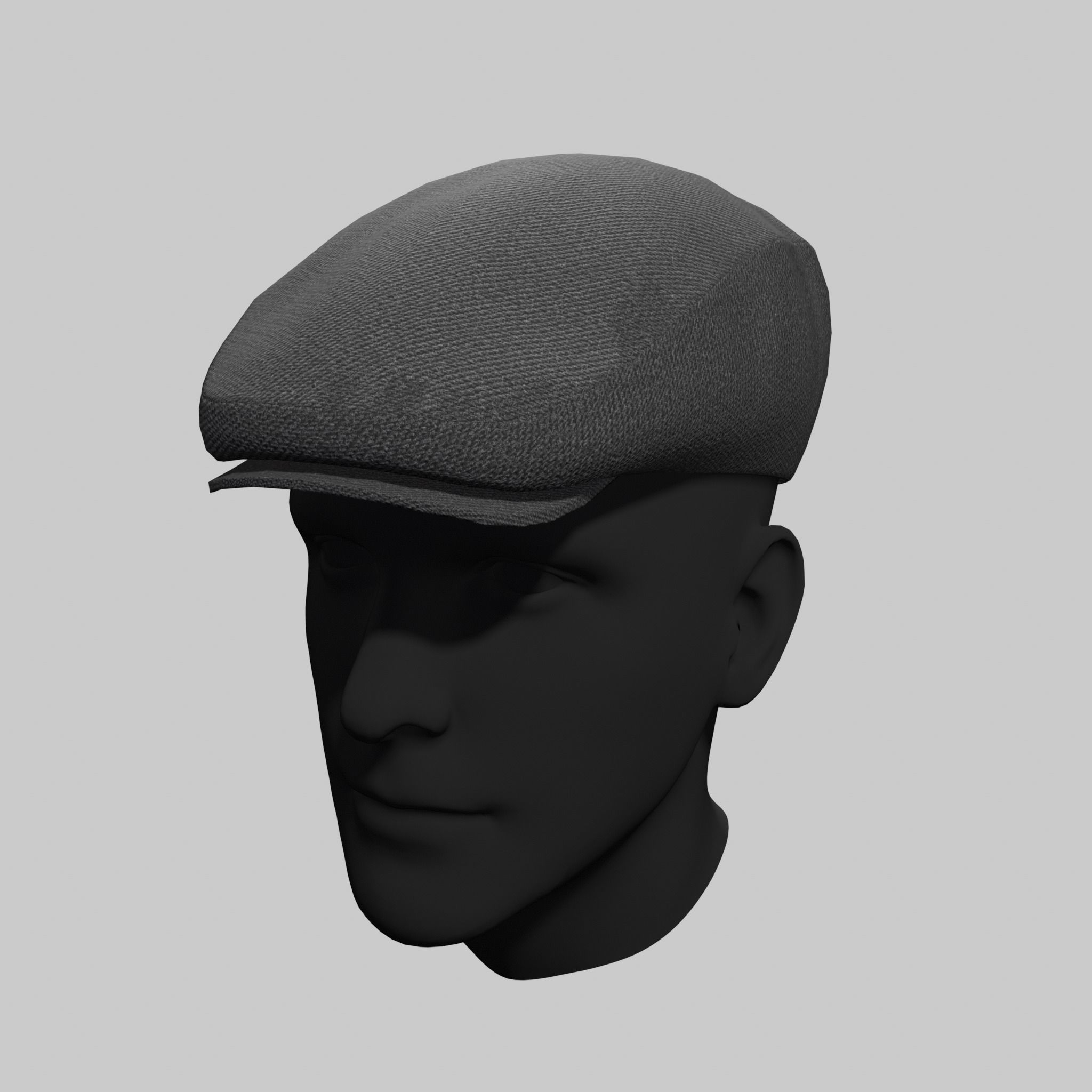English Beret Flat Cap Classic Male Low-poly 3D model_2