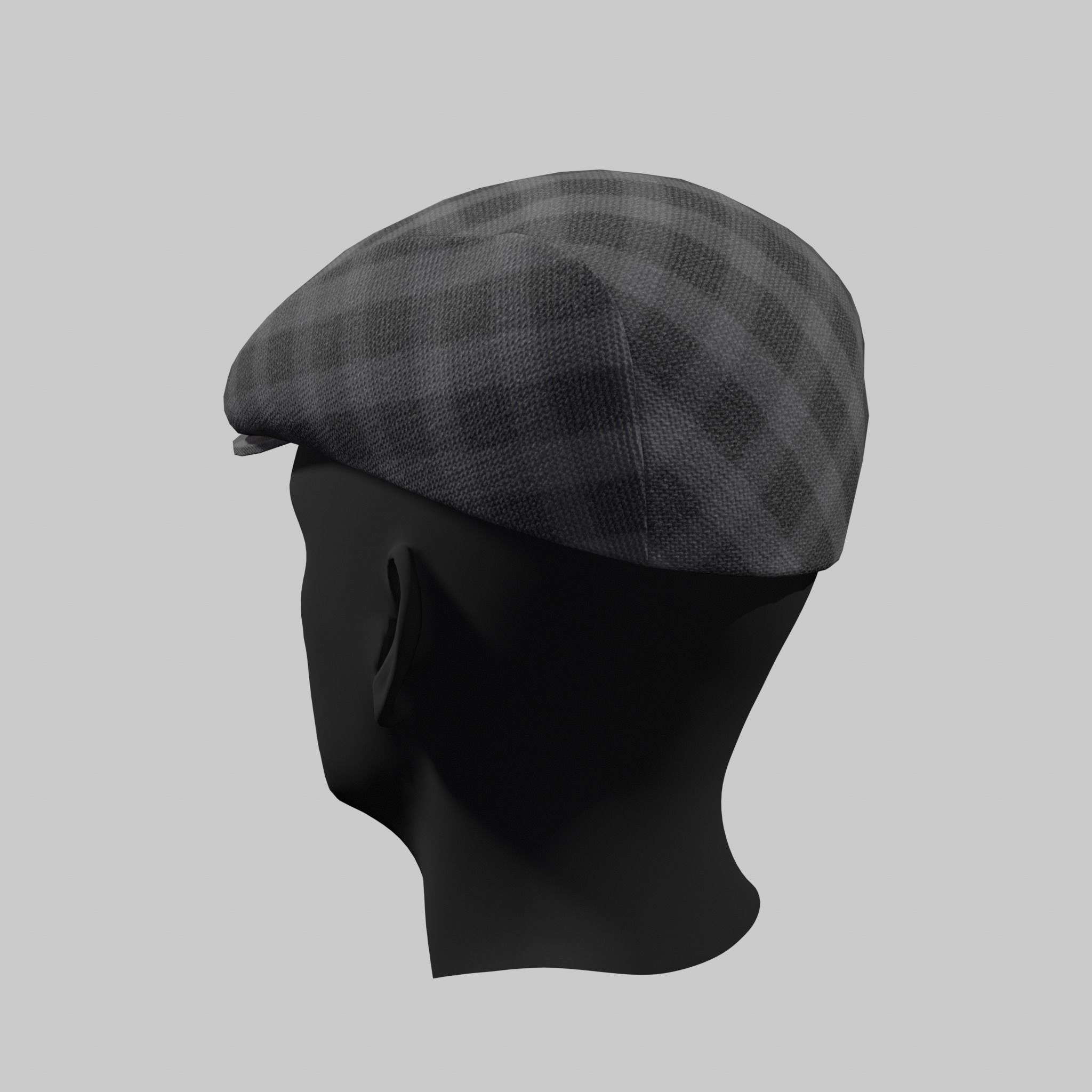English Beret Flat Cap Classic Male Low-poly 3D model_4